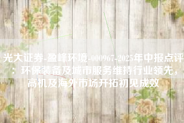 光大证券-盈峰环境-000967-2025年中报点评：环保装备及城市服务维持行业领先，高机及海外市场开拓初见成效