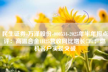 民生证券-万泽股份-000534-2025年半年报点评：高温合金1H25营收同比增长73%；燃机客户实现突破