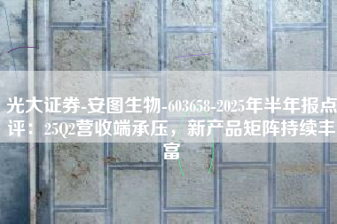 光大证券-安图生物-603658-2025年半年报点评：25Q2营收端承压，新产品矩阵持续丰富