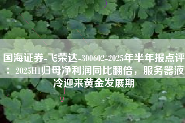 国海证券-飞荣达-300602-2025年半年报点评：2025H1归母净利润同比翻倍，服务器液冷迎来黄金发展期