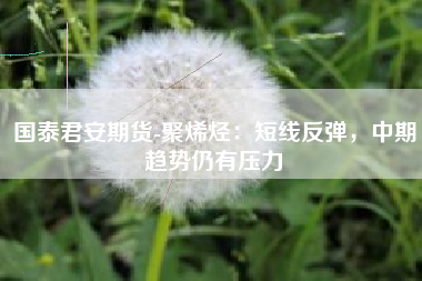 国泰君安期货-聚烯烃：短线反弹，中期趋势仍有压力