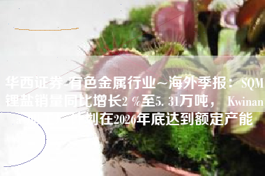 华西证券-有色金属行业~海外季报：SQM锂盐销量同比增长2 %至5. 31万吨， Kwinana 加工厂计划在2026年底达到额定产能