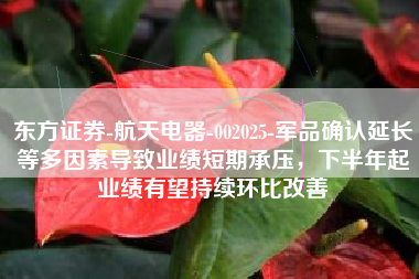东方证券-航天电器-002025-军品确认延长等多因素导致业绩短期承压，下半年起业绩有望持续环比改善