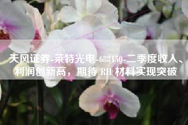 天风证券-莱特光电-688150-二季度收入、利润创新高，期待 RH 材料实现突破