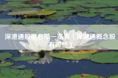 深港通股票名单一览表（深港通概念股有哪些）