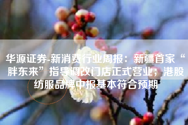 华源证券-新消费行业周报：新疆首家“胖东来”指导调改门店正式营业；港股纺服品牌中报基本符合预期