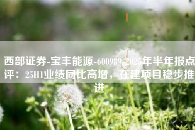 西部证券-宝丰能源-600989-2025年半年报点评：25H1业绩同比高增，在建项目稳步推进