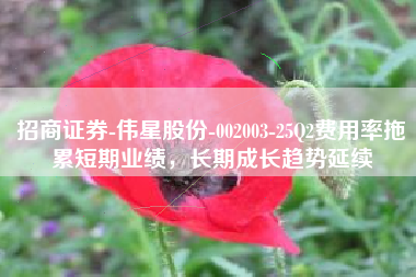 招商证券-伟星股份-002003-25Q2费用率拖累短期业绩，长期成长趋势延续
