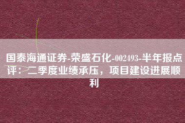 国泰海通证券-荣盛石化-002493-半年报点评：二季度业绩承压，项目建设进展顺利