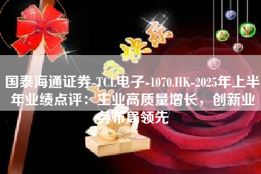 国泰海通证券-TCL电子-1070.HK-2025年上半年业绩点评：主业高质量增长，创新业务布局领先