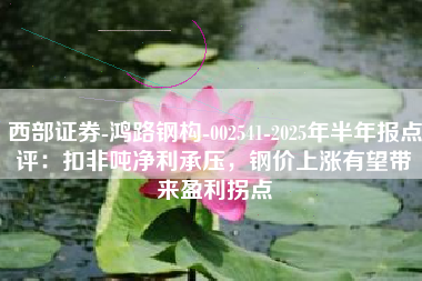 西部证券-鸿路钢构-002541-2025年半年报点评：扣非吨净利承压，钢价上涨有望带来盈利拐点