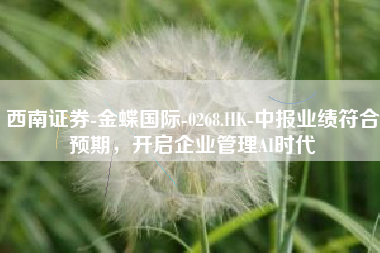 西南证券-金蝶国际-0268.HK-中报业绩符合预期，开启企业管理AI时代