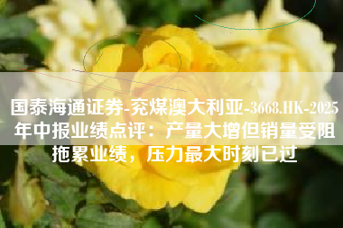 国泰海通证券-兖煤澳大利亚-3668.HK-2025年中报业绩点评：产量大增但销量受阻拖累业绩，压力最大时刻已过