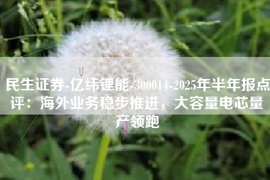 民生证券-亿纬锂能-300014-2025年半年报点评：海外业务稳步推进，大容量电芯量产领跑