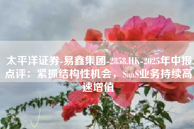 太平洋证券-易鑫集团-2858.HK-2025年中报点评：紧抓结构性机会，SaaS业务持续高速增值