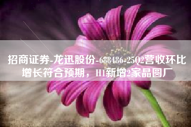 招商证券-龙迅股份-688486-25Q2营收环比增长符合预期，H1新增2家晶圆厂