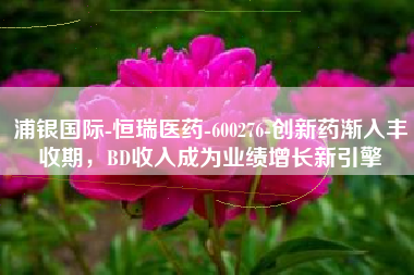 浦银国际-恒瑞医药-600276-创新药渐入丰收期，BD收入成为业绩增长新引擎