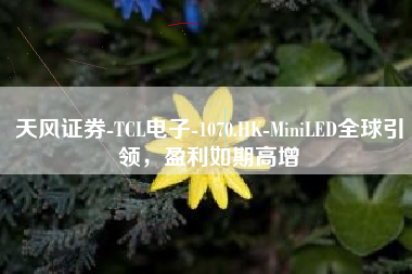 天风证券-TCL电子-1070.HK-MiniLED全球引领，盈利如期高增