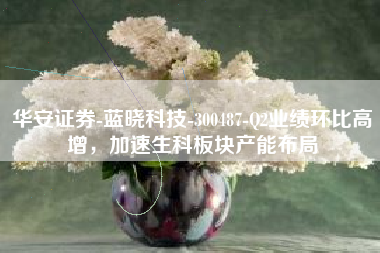 华安证券-蓝晓科技-300487-Q2业绩环比高增，加速生科板块产能布局