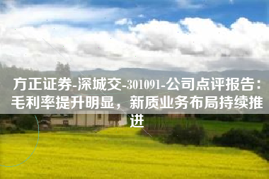 方正证券-深城交-301091-公司点评报告：毛利率提升明显，新质业务布局持续推进