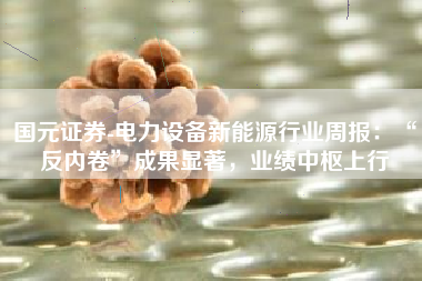 国元证券-电力设备新能源行业周报：“反内卷”成果显著，业绩中枢上行