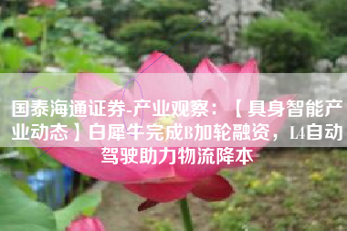 国泰海通证券-产业观察：【具身智能产业动态】白犀牛完成B加轮融资，L4自动驾驶助力物流降本