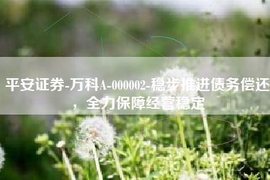 平安证券-万科A-000002-稳步推进债务偿还，全力保障经营稳定