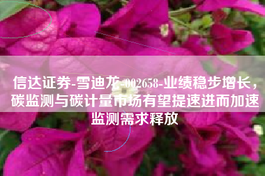 信达证券-雪迪龙-002658-业绩稳步增长，碳监测与碳计量市场有望提速进而加速监测需求释放