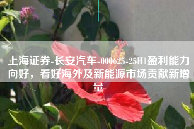 上海证券-长安汽车-000625-25H1盈利能力向好，看好海外及新能源市场贡献新增量