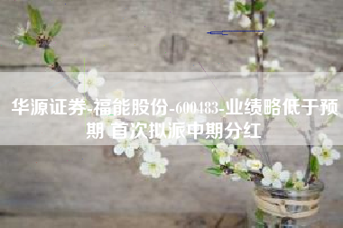 华源证券-福能股份-600483-业绩略低于预期 首次拟派中期分红