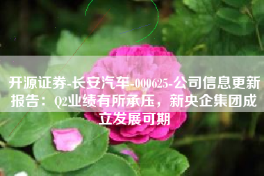开源证券-长安汽车-000625-公司信息更新报告：Q2业绩有所承压，新央企集团成立发展可期