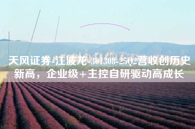 天风证券-江波龙-301308-25Q2营收创历史新高，企业级+主控自研驱动高成长