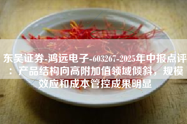 东吴证券-鸿远电子-603267-2025年中报点评：产品结构向高附加值领域倾斜，规模效应和成本管控成果明显