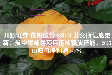 开源证券-优机股份-833943-北交所信息更新：航空零部件项目逐渐释放产能，2025H1归母净利润+37%
