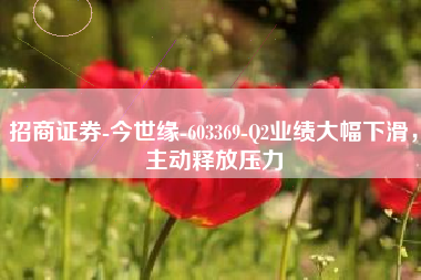 招商证券-今世缘-603369-Q2业绩大幅下滑，主动释放压力