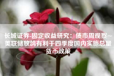 长城证券-固定收益研究：债市周观察~美联储放鸽有利于四季度国内实施总量货币政策