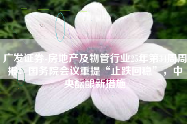 广发证券-房地产及物管行业25年第34周周报：国务院会议重提“止跌回稳”，中央酝酿新措施