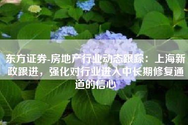 东方证券-房地产行业动态跟踪：上海新政跟进，强化对行业进入中长期修复通道的信心