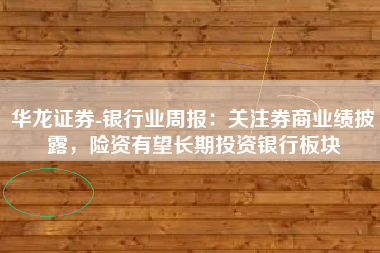 华龙证券-银行业周报：关注券商业绩披露，险资有望长期投资银行板块