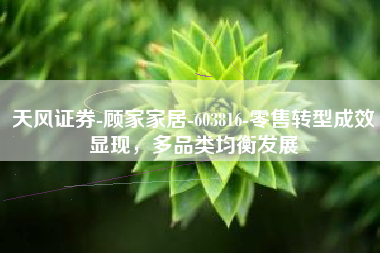 天风证券-顾家家居-603816-零售转型成效显现，多品类均衡发展