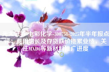 光大证券-七彩化学-300758-2025年半年报点评：费用增长及存货跌价拖累业绩，关注MXD6等新材料推广进度