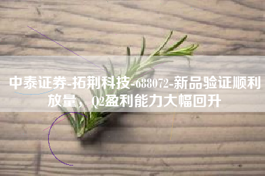 中泰证券-拓荆科技-688072-新品验证顺利放量，Q2盈利能力大幅回升