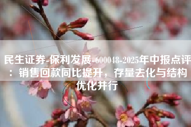 民生证券-保利发展-600048-2025年中报点评：销售回款同比提升，存量去化与结构优化并行
