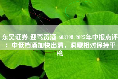 东吴证券-迎驾贡酒-603198-2025年中报点评：中低档酒加快出清，洞藏相对保持平稳