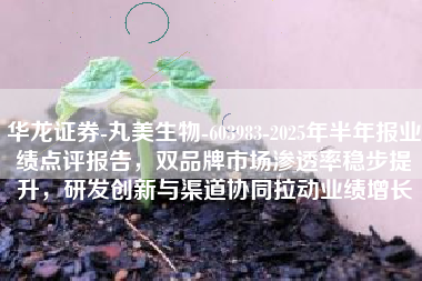华龙证券-丸美生物-603983-2025年半年报业绩点评报告，双品牌市场渗透率稳步提升，研发创新与渠道协同拉动业绩增长