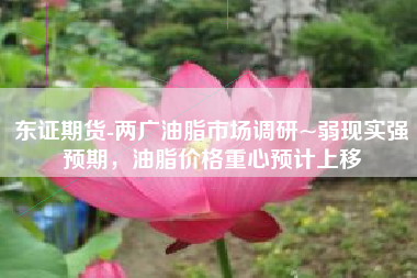 东证期货-两广油脂市场调研~弱现实强预期，油脂价格重心预计上移
