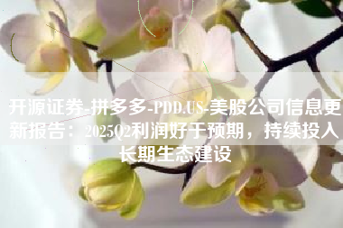 开源证券-拼多多-PDD.US-美股公司信息更新报告：2025Q2利润好于预期，持续投入长期生态建设