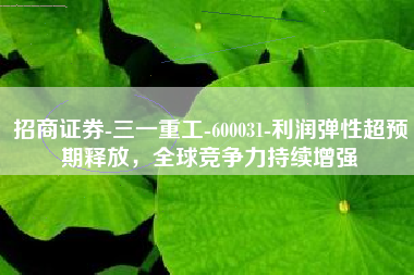 招商证券-三一重工-600031-利润弹性超预期释放，全球竞争力持续增强
