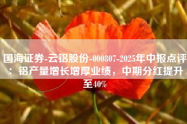国海证券-云铝股份-000807-2025年中报点评：铝产量增长增厚业绩，中期分红提升至40%