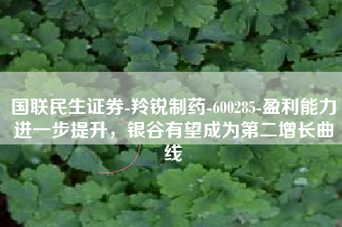 国联民生证券-羚锐制药-600285-盈利能力进一步提升，银谷有望成为第二增长曲线